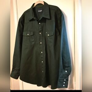 Wrangler XXL Cowboy Cut Firm FinishTwill Western Snap Work Shirt 2XL